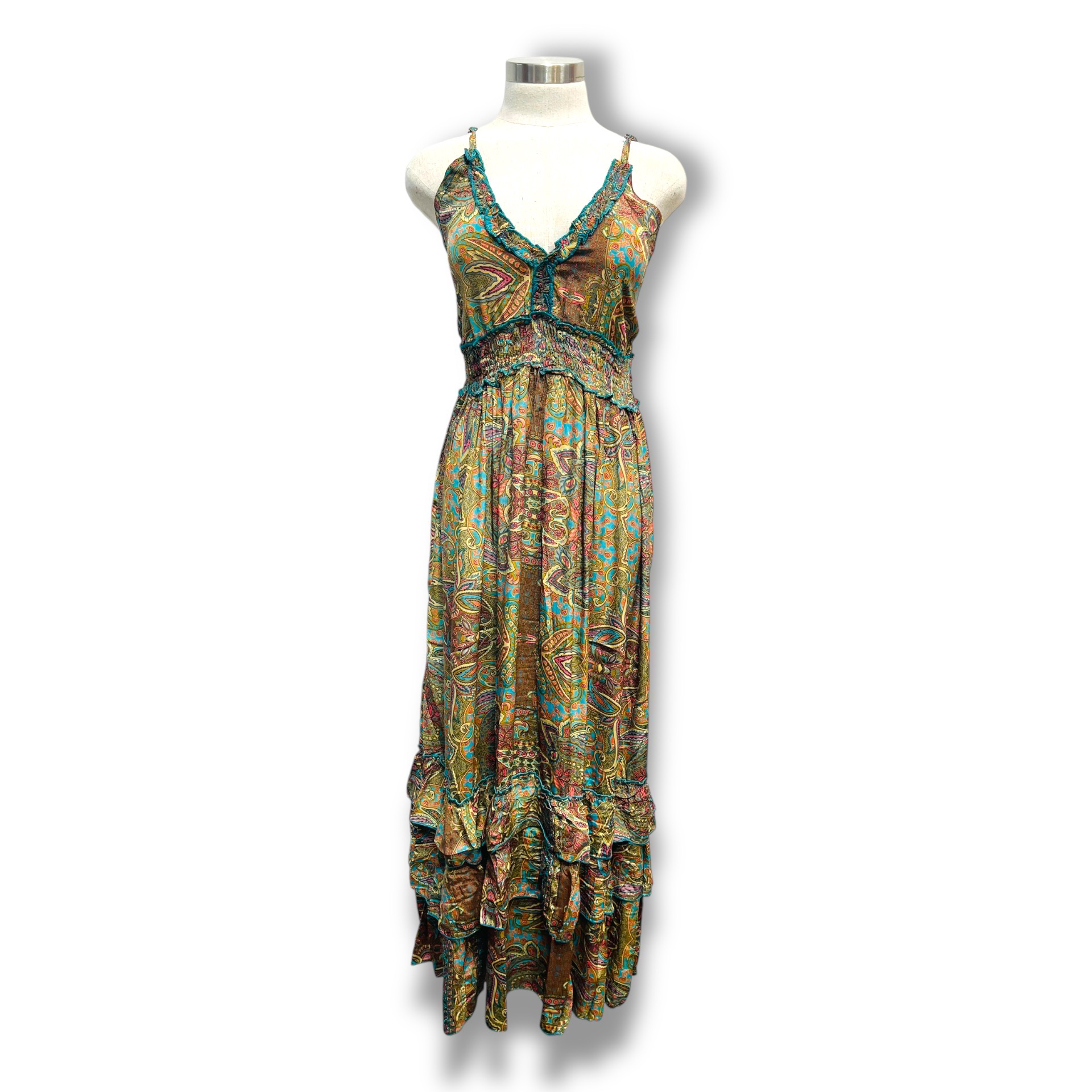 Polyester Printed Long Halter Dress (3087)