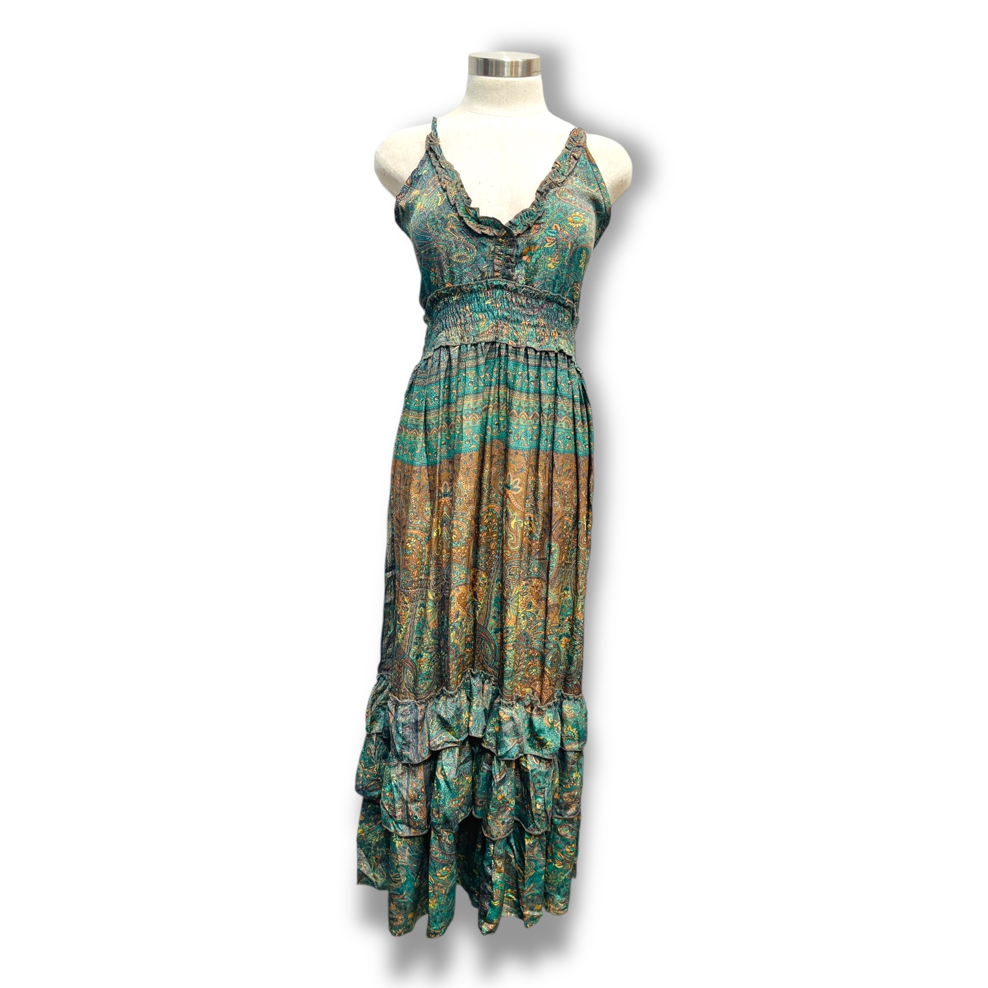 Polyester Printed Long Halter Dress (3087)