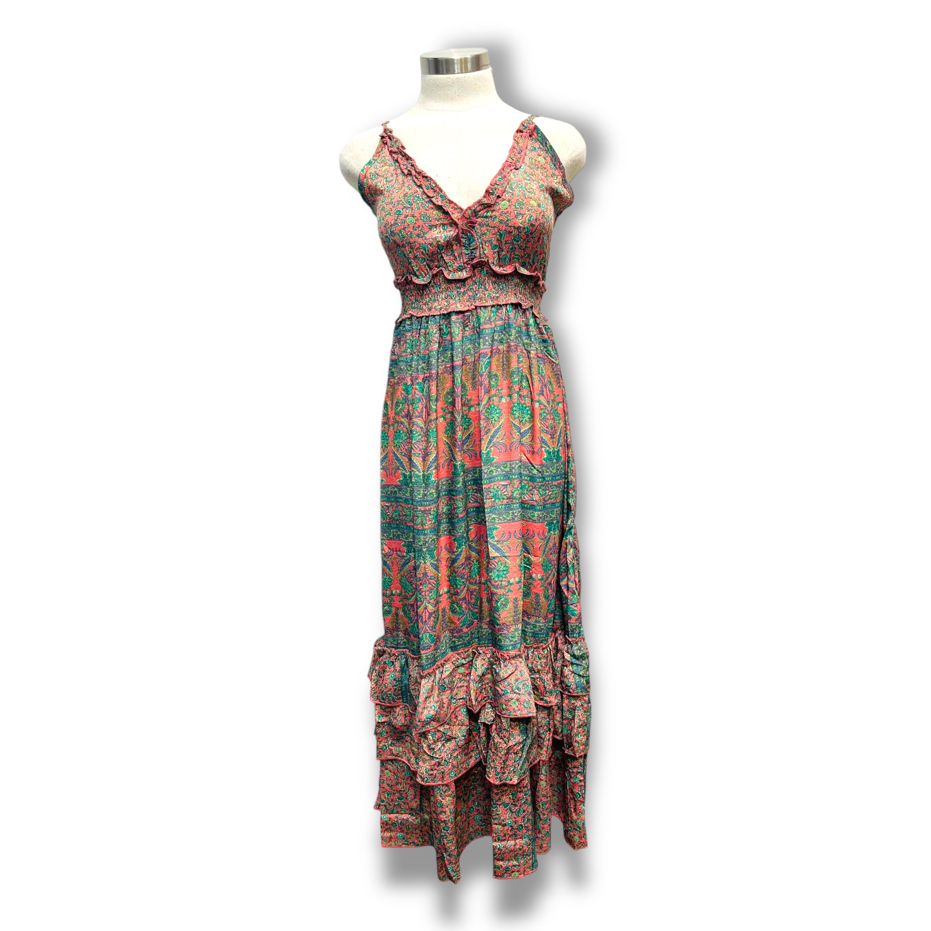 Polyester Printed Long Halter Dress (3087)