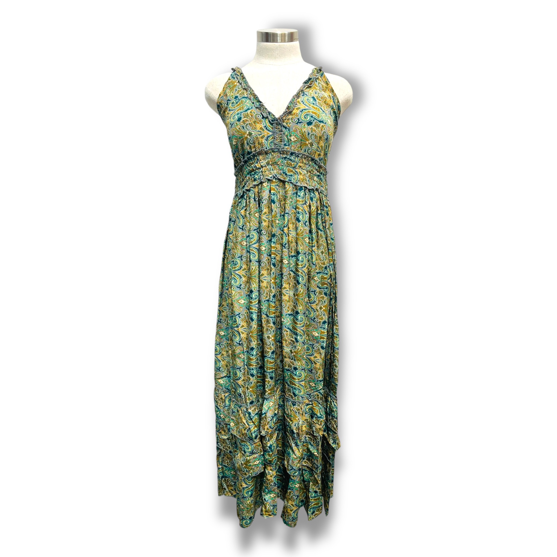 Polyester Printed Long Halter Dress (3087)