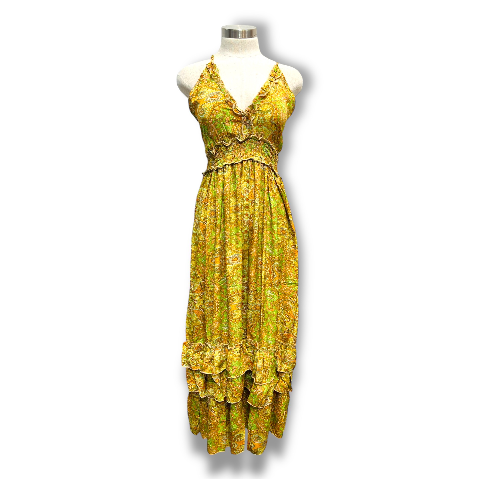 Polyester Printed Long Halter Dress (3087)