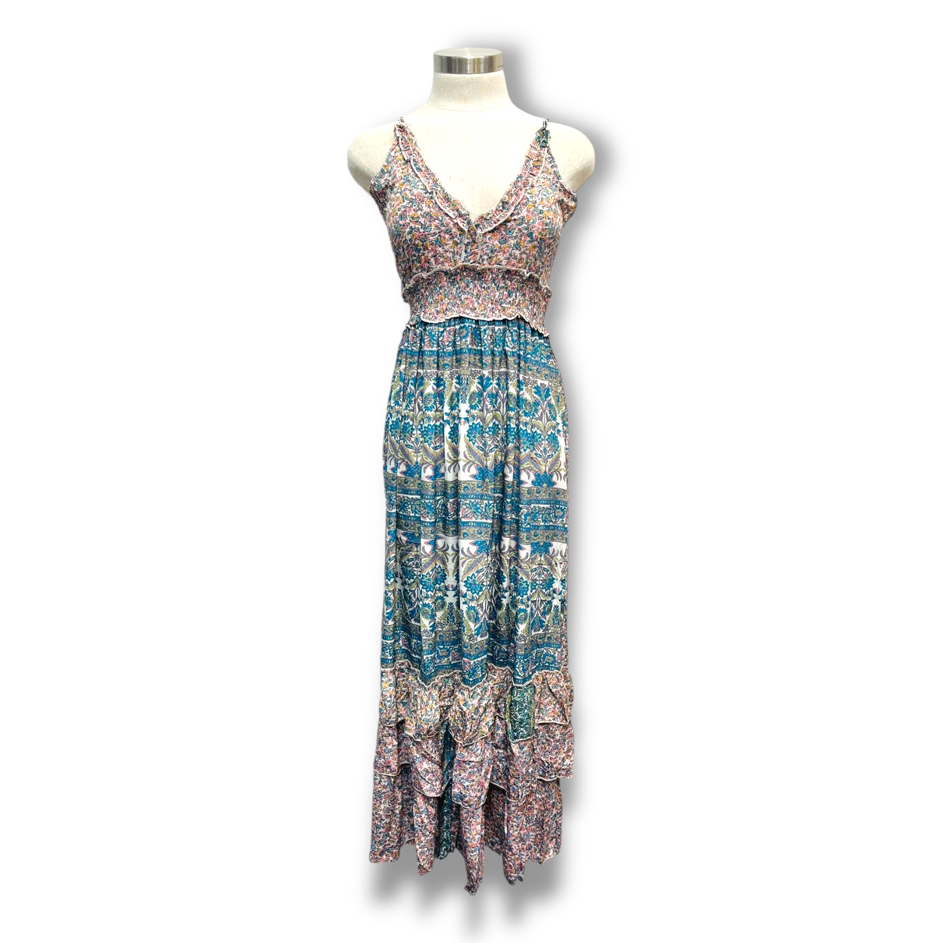 Polyester Printed Long Halter Dress (3087)