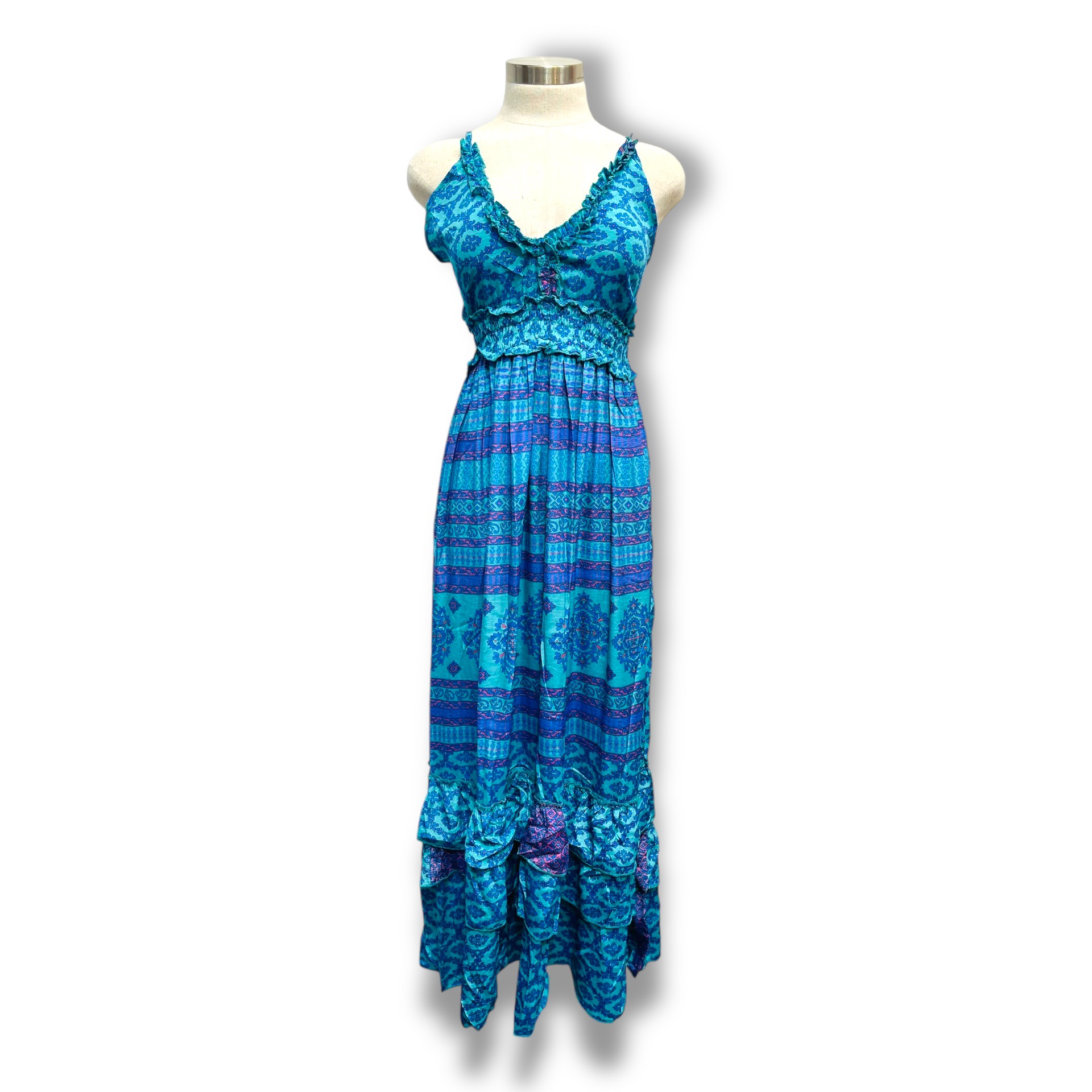 Polyester Printed Long Halter Dress (3087)