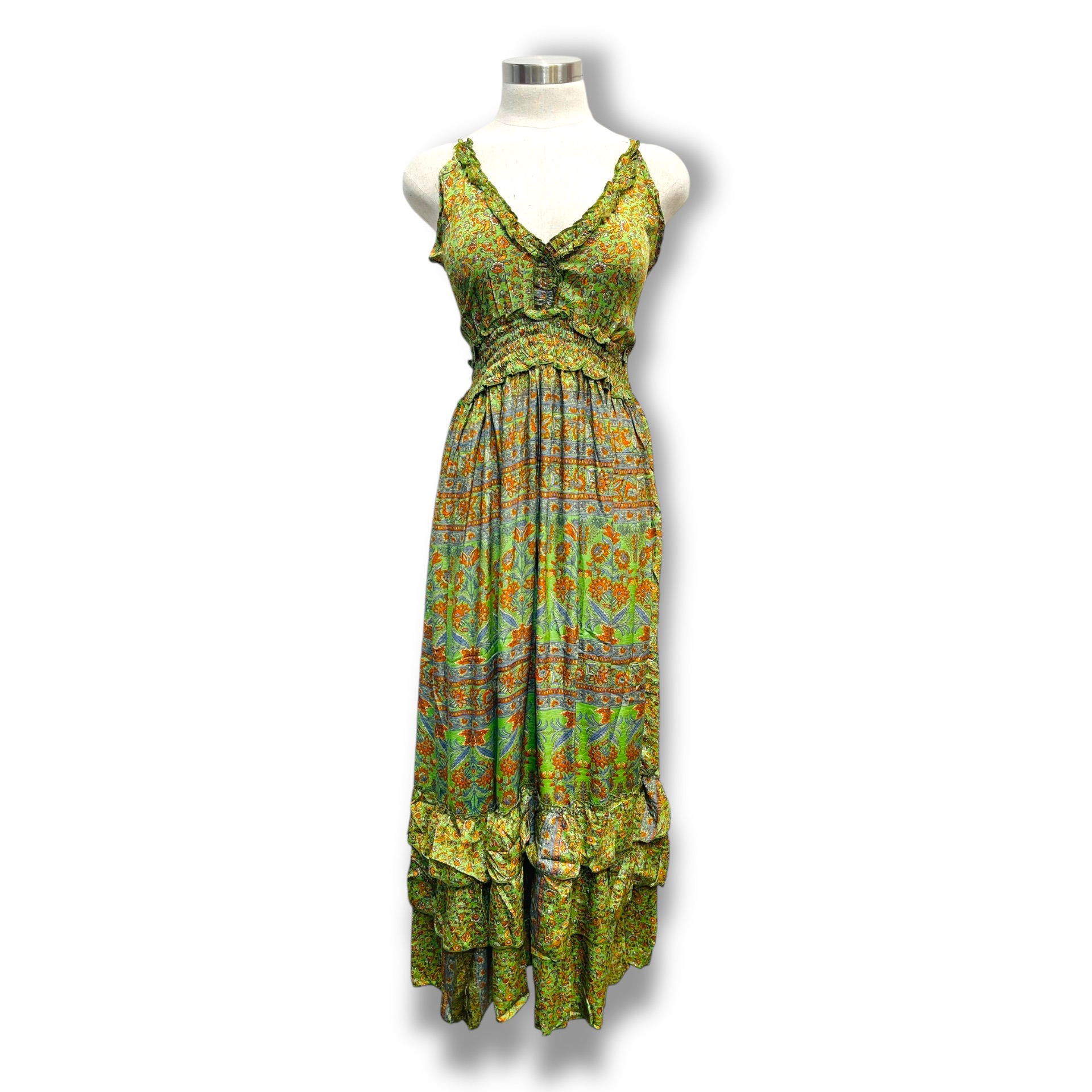 Polyester Printed Long Halter Dress (3087)