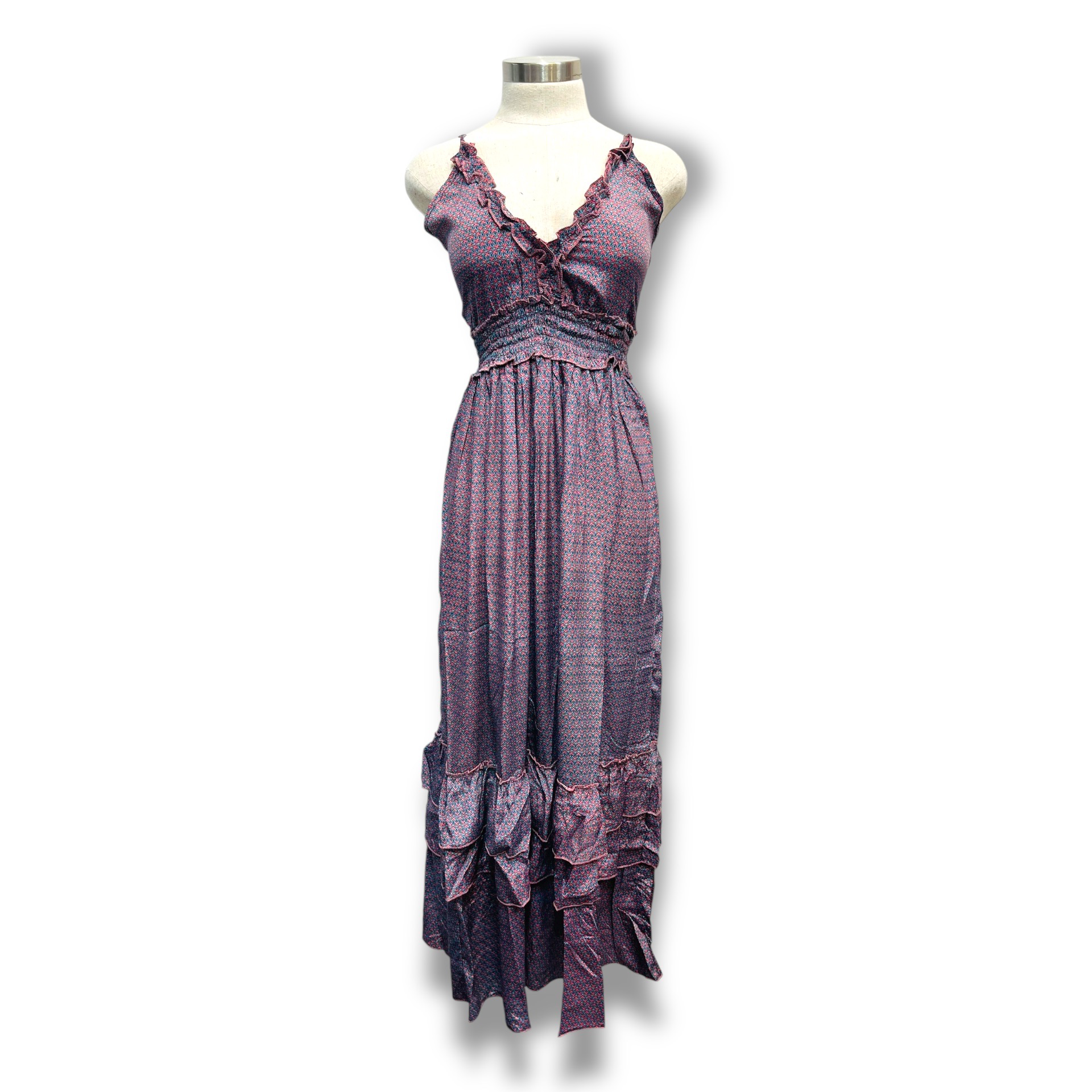 Polyester Printed Long Halter Dress (3087)