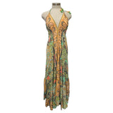 Printed Polyester Long Halter Dress (3256)