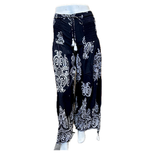 Printed Cotton Pants With Drawstring Hem (3272)