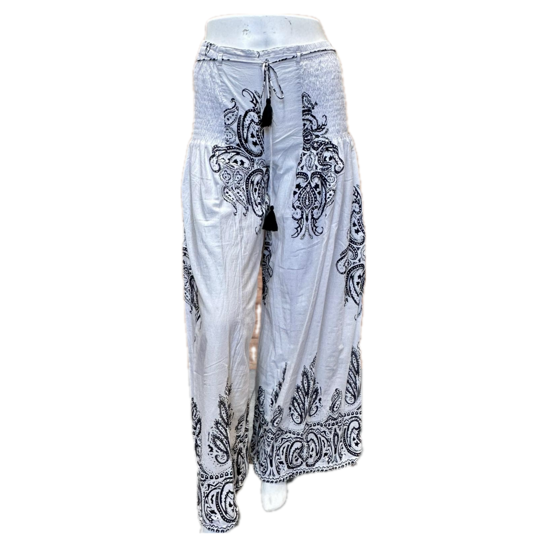 Printed Cotton Pants With Drawstring Hem (3272)