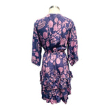 Printed Polyester Short Dress with Front Tie