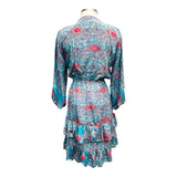 Printed Polyester Short Dress with Front Tie