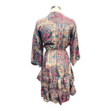 Printed Polyester Short Dress with Front Tie