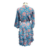 Printed Polyester Short Dress with Front Tie (3437)