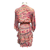 Printed Polyester Short Dress with Front Tie