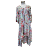 Long Sleeve Printed Polyester Dress (3450)