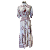 Om / Shiva Print Polyester Button Dress (3507)