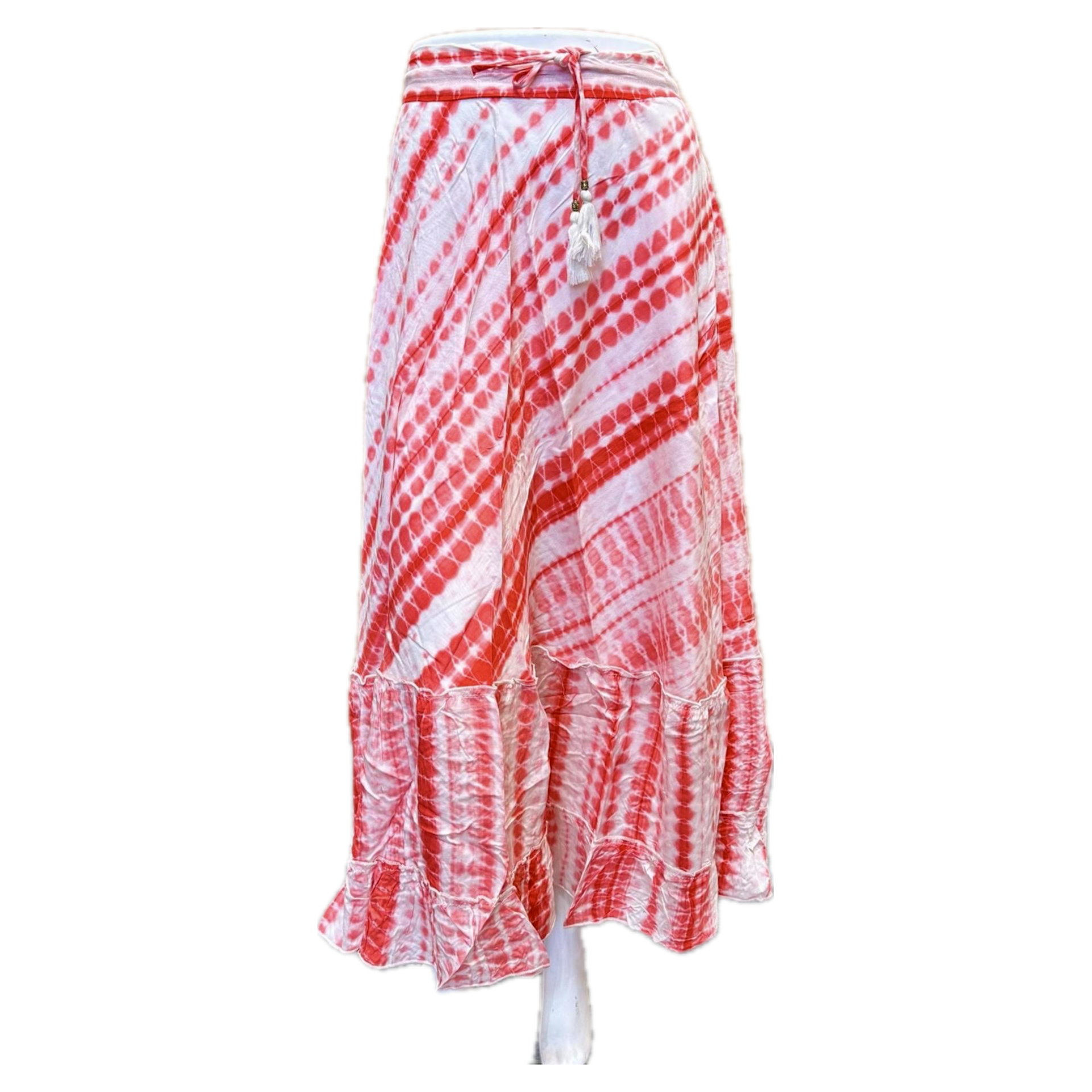 Simple Printed Polyester One-Tier Skirt (3534)